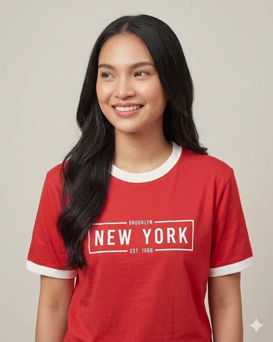 New York Street Ringer Tee (Red)