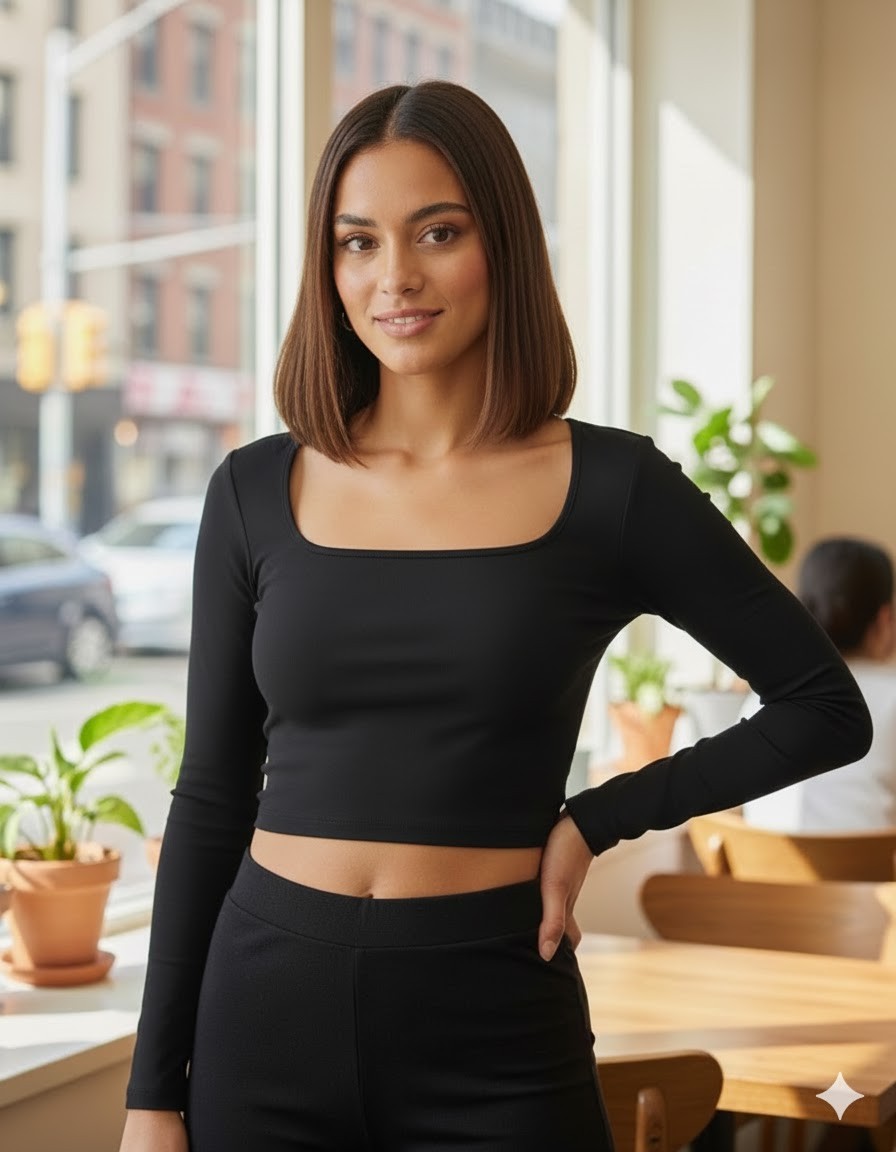 8 Color Square Neck Short/Long Sleeve Top