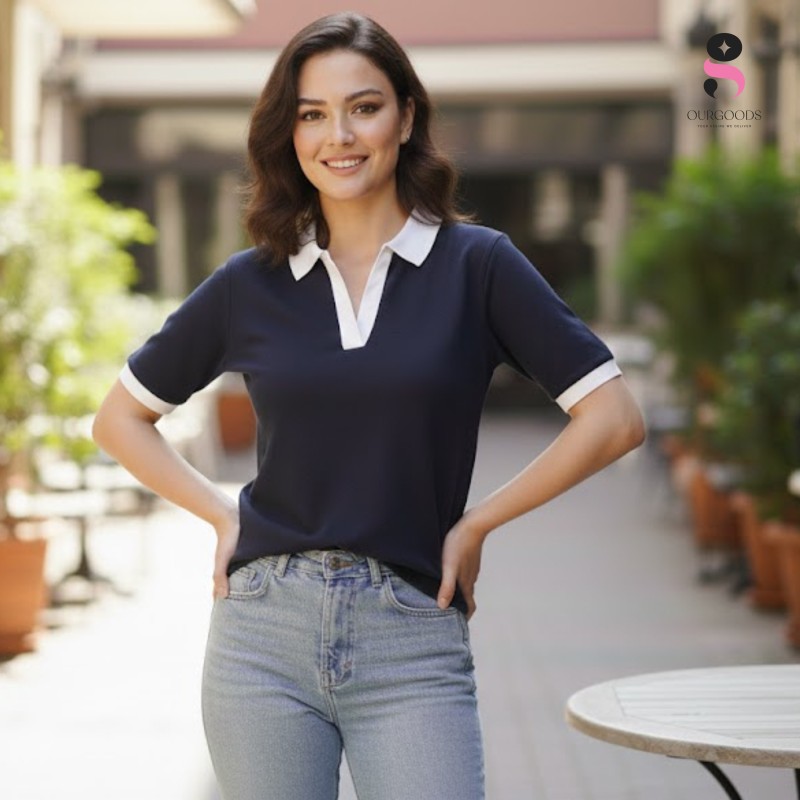 4 Colour Cropped Contrast Polo