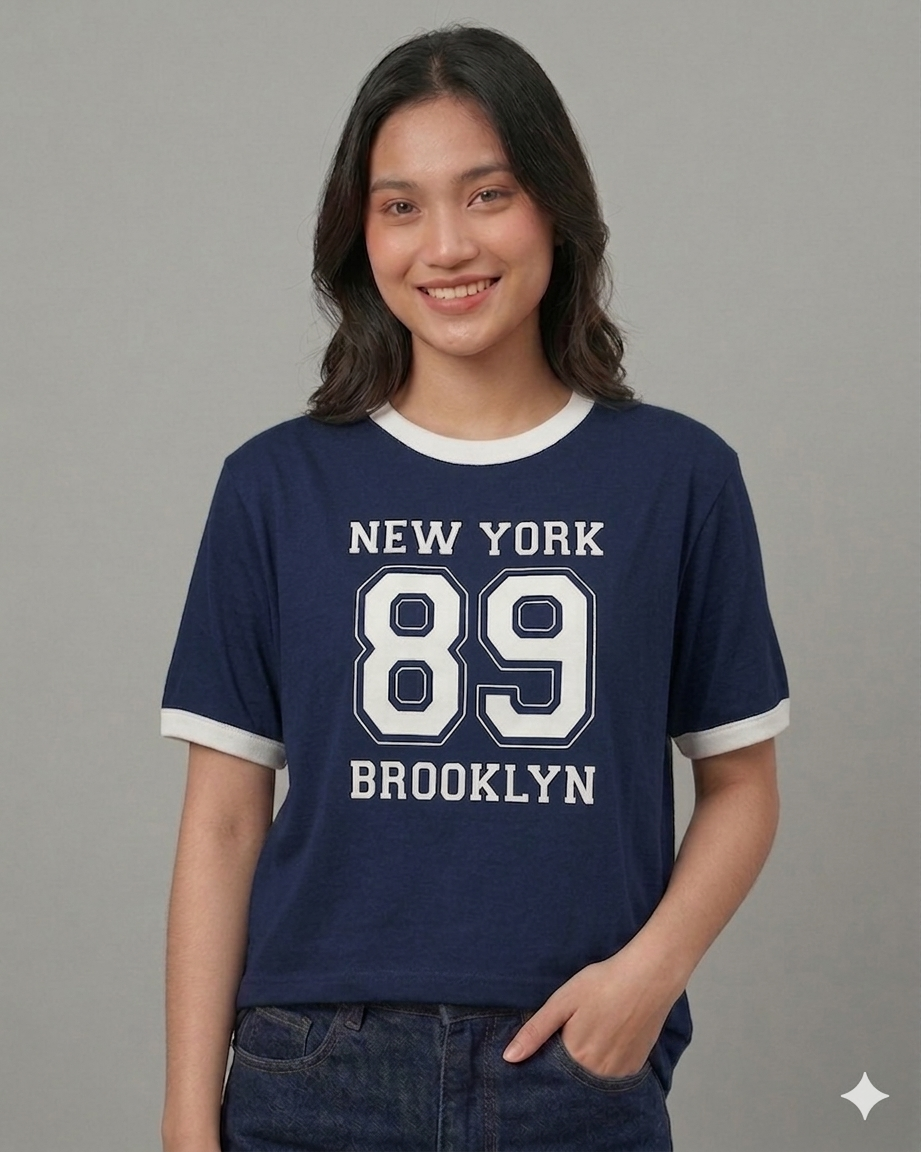 NY ’89 Vintage Athletic Ringer Tee (Navy)